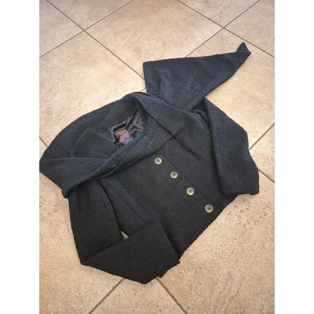 John Galliano Paris Wool Cropped Jacket - Women's - Attached Scarf Collar -
